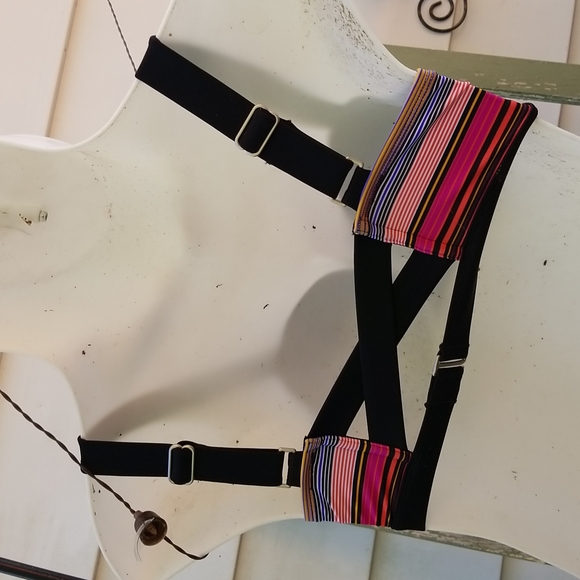 ATHLETA Pura Sport Bra Swim Bright Capri Stripe 36 B/C - Picture 4 of 7